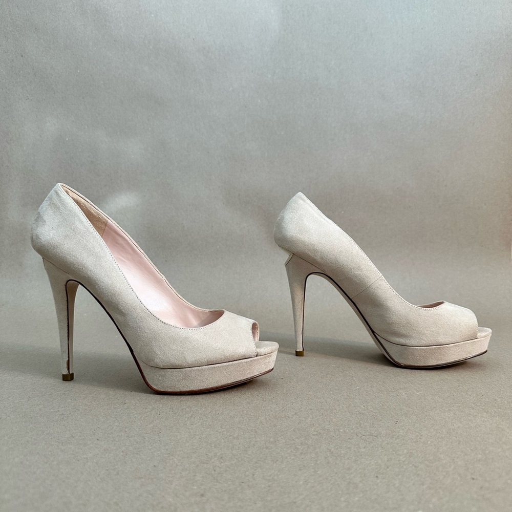 Elegant Cream Peep-Toe Heels